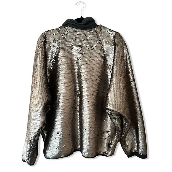 Fp Movement Free People Hit The Slopes Jacket silver sequin fleece bomber XL